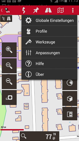 Oruxmaps Im oberen Menü