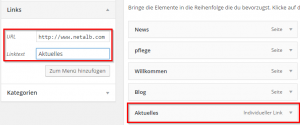 Wordpress externe Seite verlinken